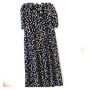Vintage LIZ ROBERTS POLKA DOT Dress 🟣🟢🔵  - Petite